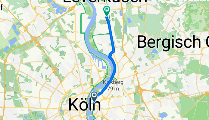 Ottoplatz, Köln nach Chempark, Leverkusen