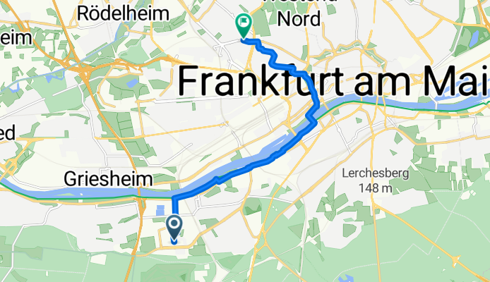 Lyoner Straße, Frankfurt am Main nach Clemensstraße, Frankfurt am Main