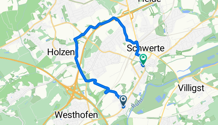 51.428, 7.559 nach 51.439, 7.567