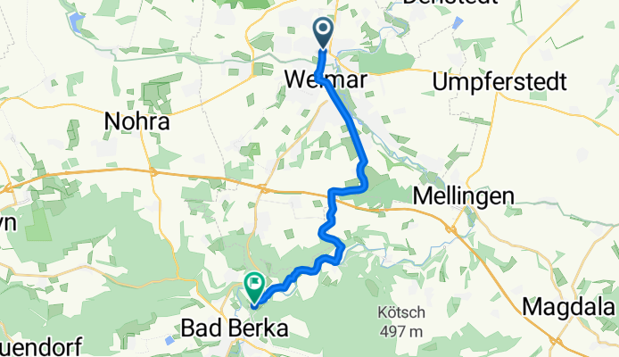 Buchenwaldplatz, Weimar nach Am Wege nach Bad Berka, Bad Berka