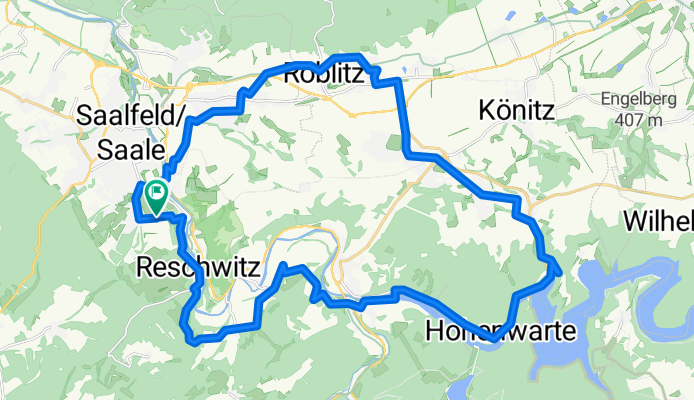 Route nach Saalfeld/Saale