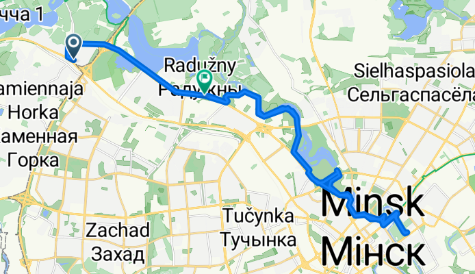 маршрут из ул.Заречная 1В