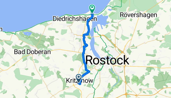 Kritzmow - Stadtweide - Schutow - Schmarl - IGA-Park - Groß Klein - Warnemünde