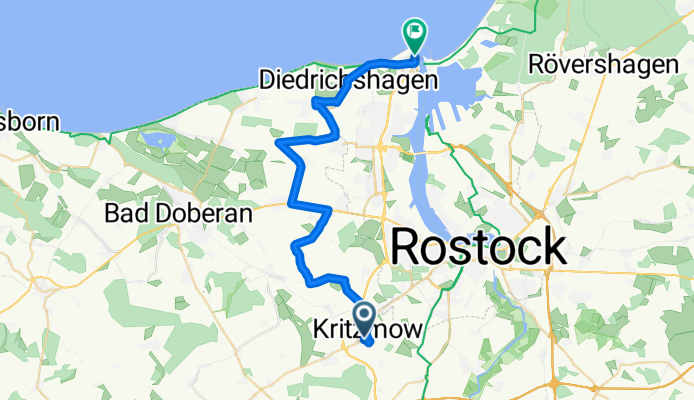 Kritzmow - Klein Schwaß - Parkentin - Rabenhorst - Steinbeck - Elmenhorst - Diedrichshagen - Warnemünde