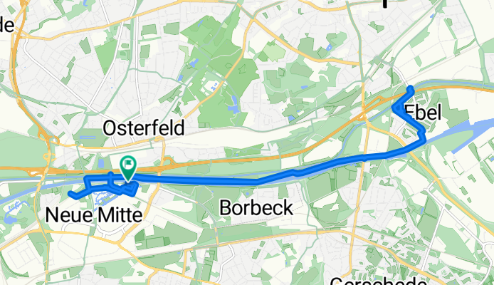 mit dem Rad von Oberhausen am Rhein-Herne-Kanal entlang