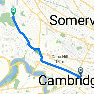 Elm St, Cambridge to Bolton St, Cambridge