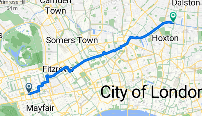 Portman Square, London to De Beauvoir Crescent, London