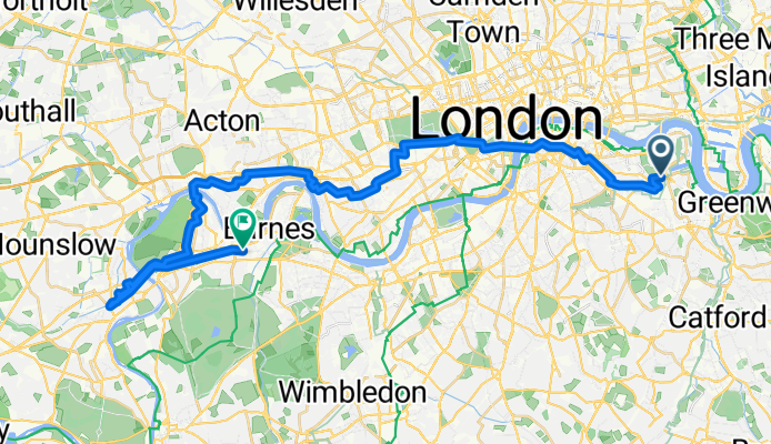 Rotherhithe New Road, London to North Worple Way, London