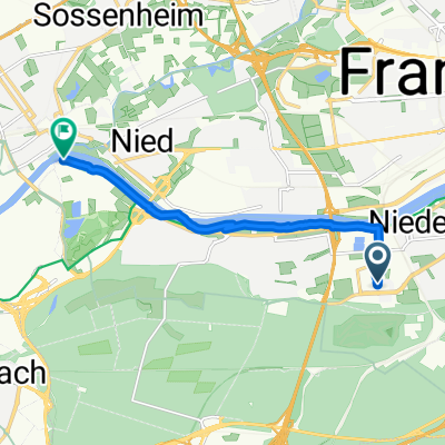 Lyoner Straße, Frankfurt am Main nach Höchster Weg, Frankfurt am Main