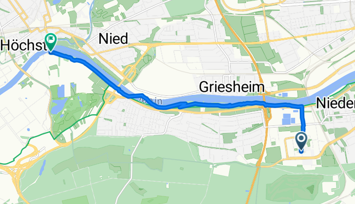 Lyoner Straße, Frankfurt am Main nach Höchster Weg, Frankfurt am Main