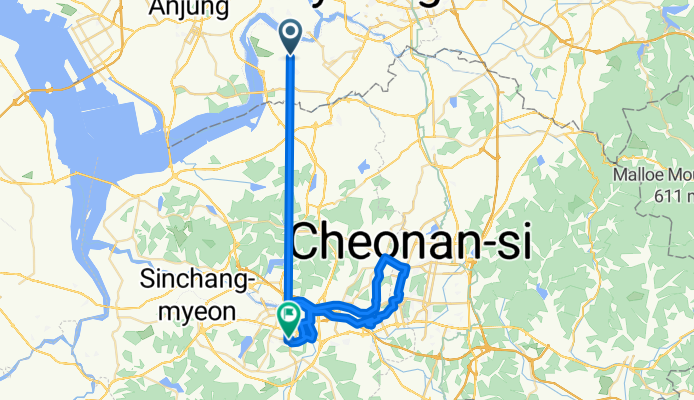 대추리, 평택시 to 용화동, 아산시