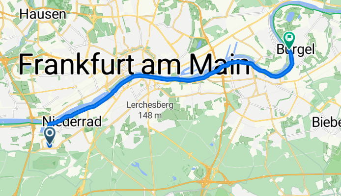 Lyoner Straße, Frankfurt am Main nach Am Maingarten, Offenbach am Main