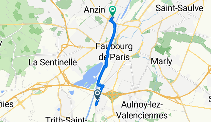 Rue Gustave Delory, Trith-Saint-Léger à Rue Gérard de Perfontaine, Valenciennes