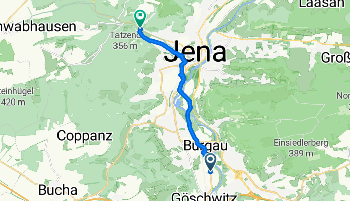 Route nach Erfurter Straße, Jena