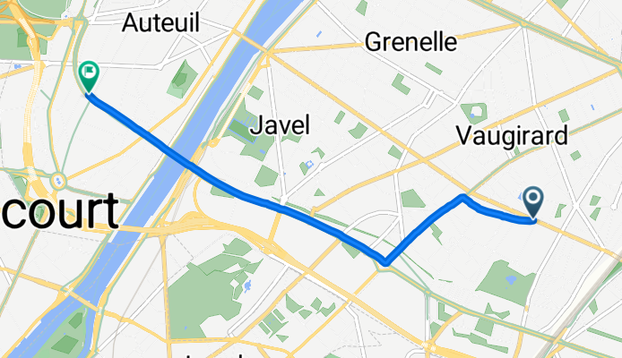 Rue de Vouillé, Paris à Rue du Général Delestraint, Paris