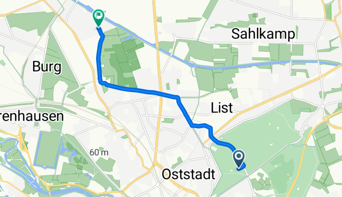 52.383, 9.761 nach 52.415, 9.713