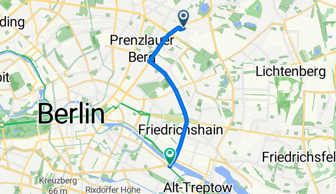 Route nach Cuvrystraße, Berlin