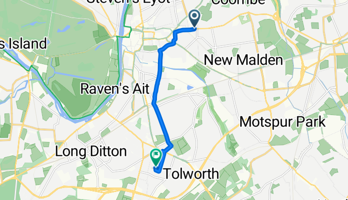 Kingston Hospital, Kingston Upon Thames to Oakleigh Mews, Surbiton