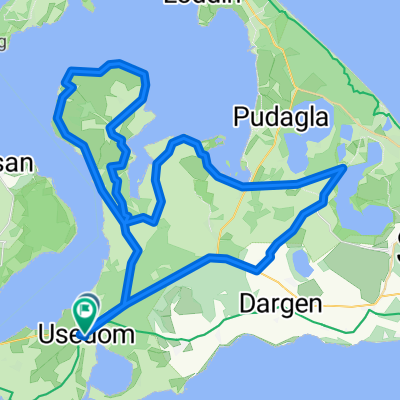 Usedom Nord ( 53 km ), Suckow, Rankwitz, Warthe, Grüssow, Kiepe, Morgenitz, Mellenthin retour