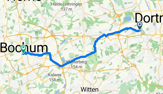 Holzplatz, Dortmund nach Kerkwege, Bochum