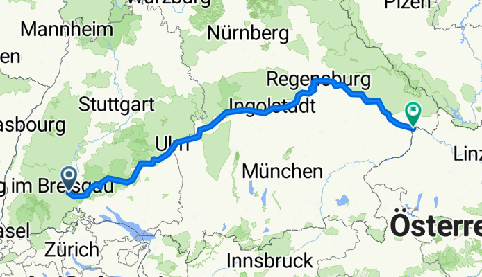 Route nach Passau