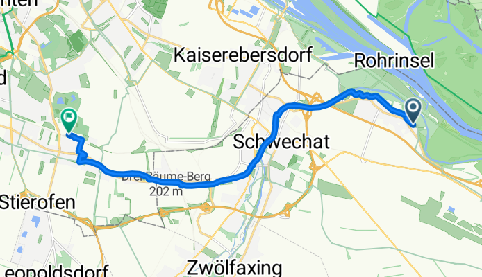 Raiffeisengasse, Schwechat nach Kurbadstraße, Wien