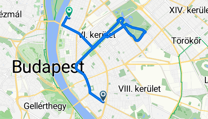 District VIII, Budapest to Gergely Győző utca, Budapest