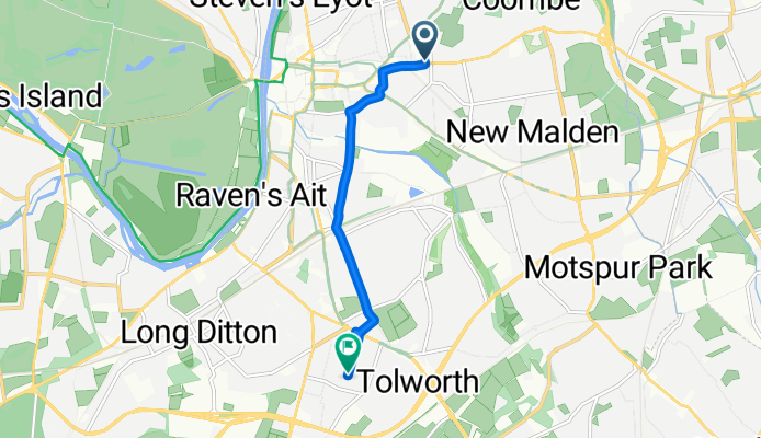 Kingston Hospital, Kingston Upon Thames to Oakleigh Mews, Surbiton