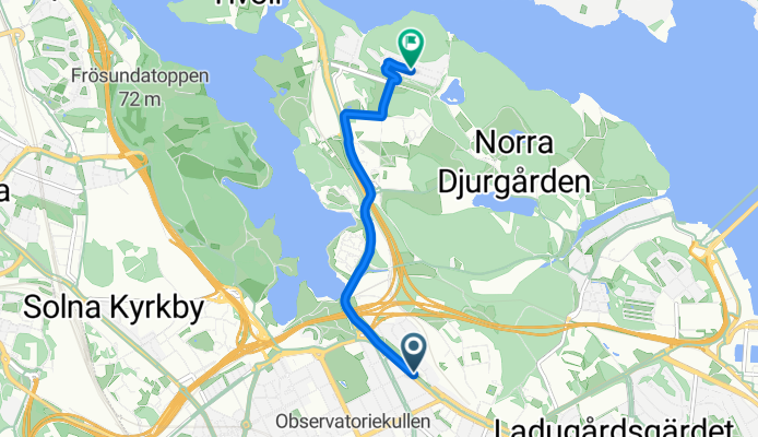 Valhallavägen, Stockholm to Forskarbacken, Stockholm