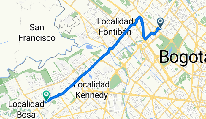 De Calle 70B-71 a Carrera 86b 53Sur-98