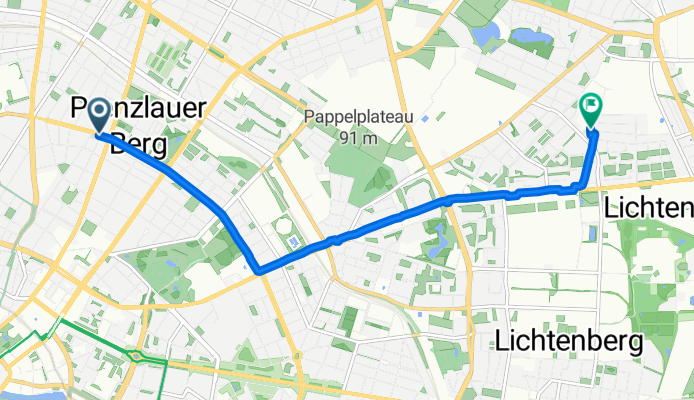 Kollwitzstraße, Berlin to Genslerstraße, Berlin