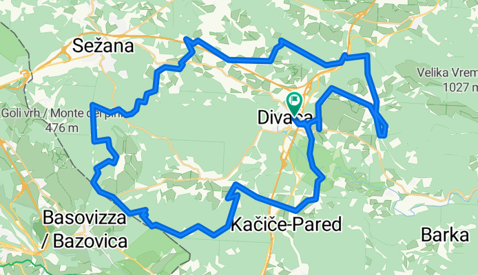 Divača-Škocjanske jame-Kokoška-Lipica-Povir-pod Vremščico do Divače