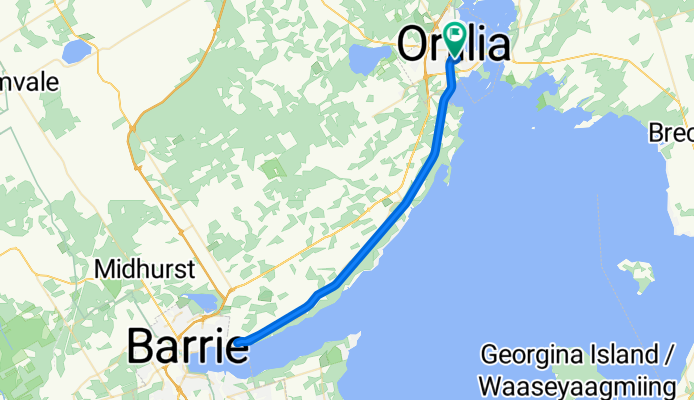 Oro-Medonte Rail Trail, out and back, Orillia to Barrie to Orillia