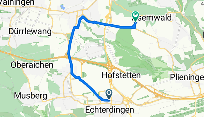 Hauptstraße, Leinfelden-Echterdingen to Pinestraße, Stuttgart