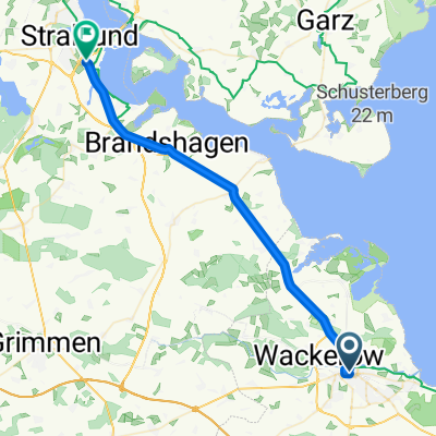 Markt, Greifswald nach Bahnweg, Stralsund