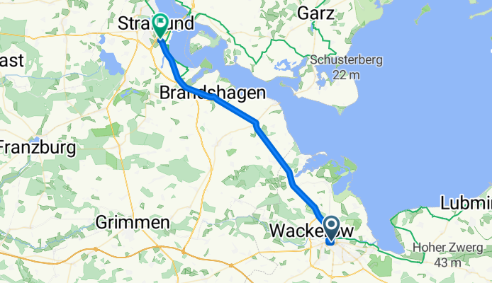 Markt, Greifswald nach Bahnweg, Stralsund