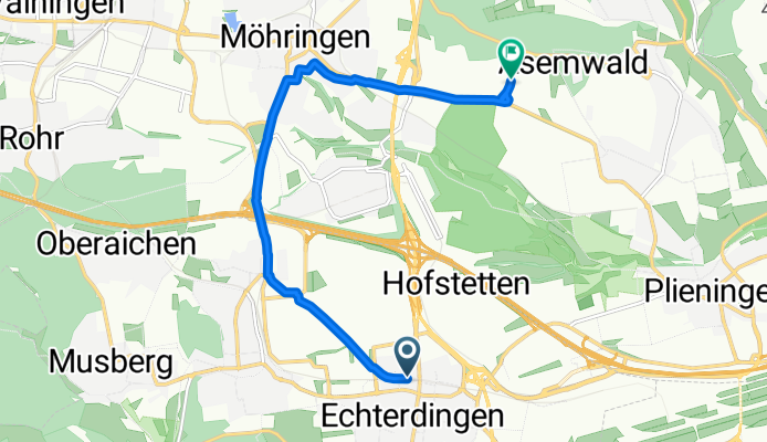 Lehmgrubenweg, Leinfelden-Echterdingen to Pinestraße, Stuttgart
