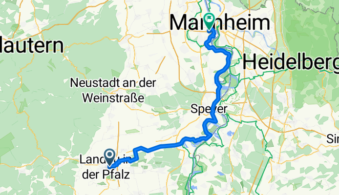 Maximilianstraße, Landau in der Pfalz nach Ludwigshafen am Rhein