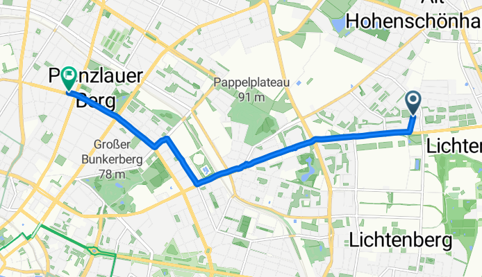 Genslerstraße, Berlin to Kollwitzstraße, Berlin