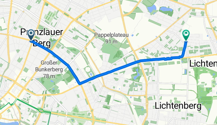 Kollwitzstraße, Berlin to Genslerstraße, Berlin