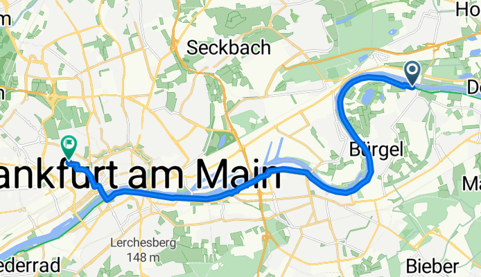 Schmiedegasse, Offenbach am Main nach Barckhausstraße, Frankfurt am Main