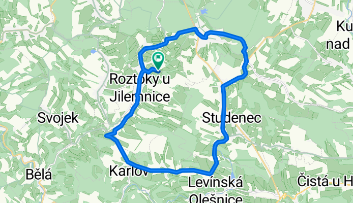 Roztoky-Martinice-křižovatka nad Zálesní Lhotou-Studenec-Žďár-Karlov-Roztoky
