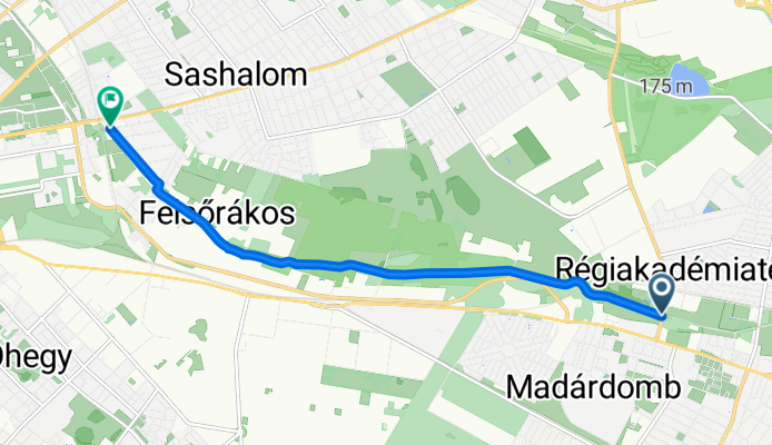 Rákos-patak menti kerékpárút befelé, főág