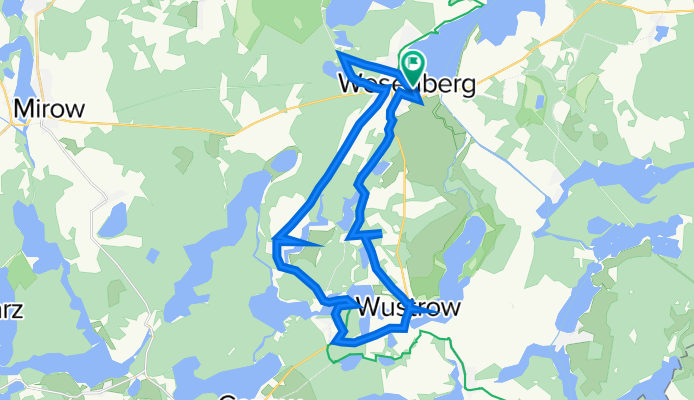 Wesenberg-Peetschsee-Wustrow-Neu Canow-Seewalde-Drosedow+Schloss-Wesenberg