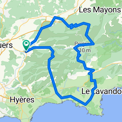 Collobrières : Départ de Pierrefeu - Le col de Gambié - La Londe - Le Pas de la Griotte - Bormes les Mimosas - Le col de Guaguoven - Le col du Babaou - Collobri