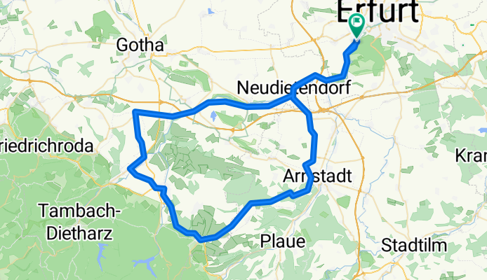 Erfurt - Arn - Jonastal - Ohrdruf/Herrenhof - Emleben - Erfurt