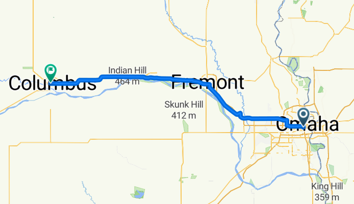 Omaha NE to Columbus NE