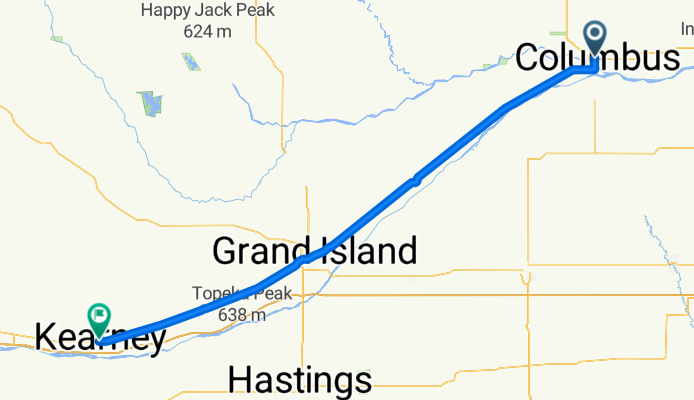 Columbus NE to Kearney NE