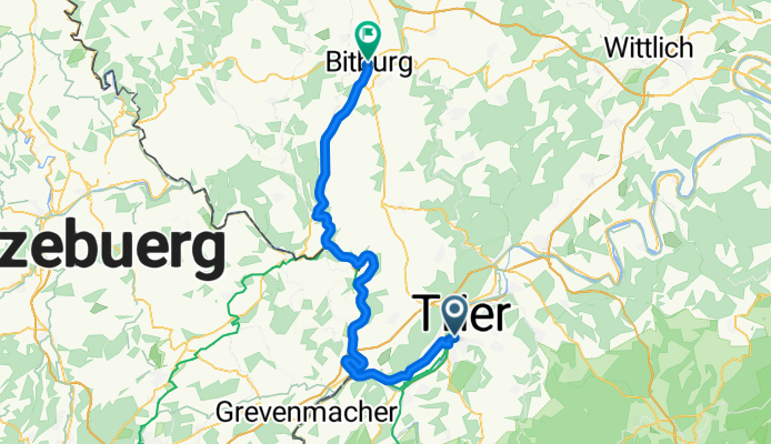 Trier nach Bitburg entlang Mosel, Sauer Prüm