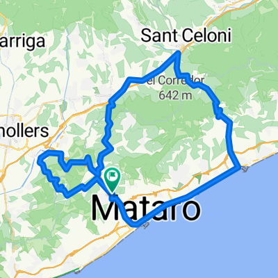 75km : Argentona, Orrius, La Roca del Valles, Dosrius, Linares del Mar, San Celoni, Vallgorguina, Arenys de Mar, Mataro, Argentona